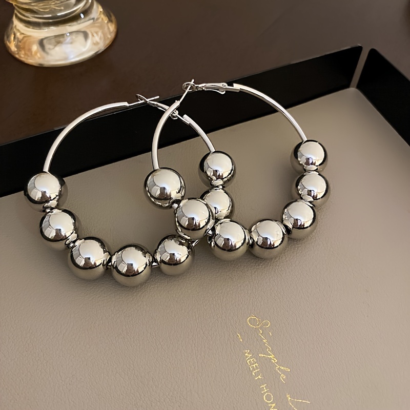 Minimalist Exaggerated CCB Pearl Large Hoop Earrings